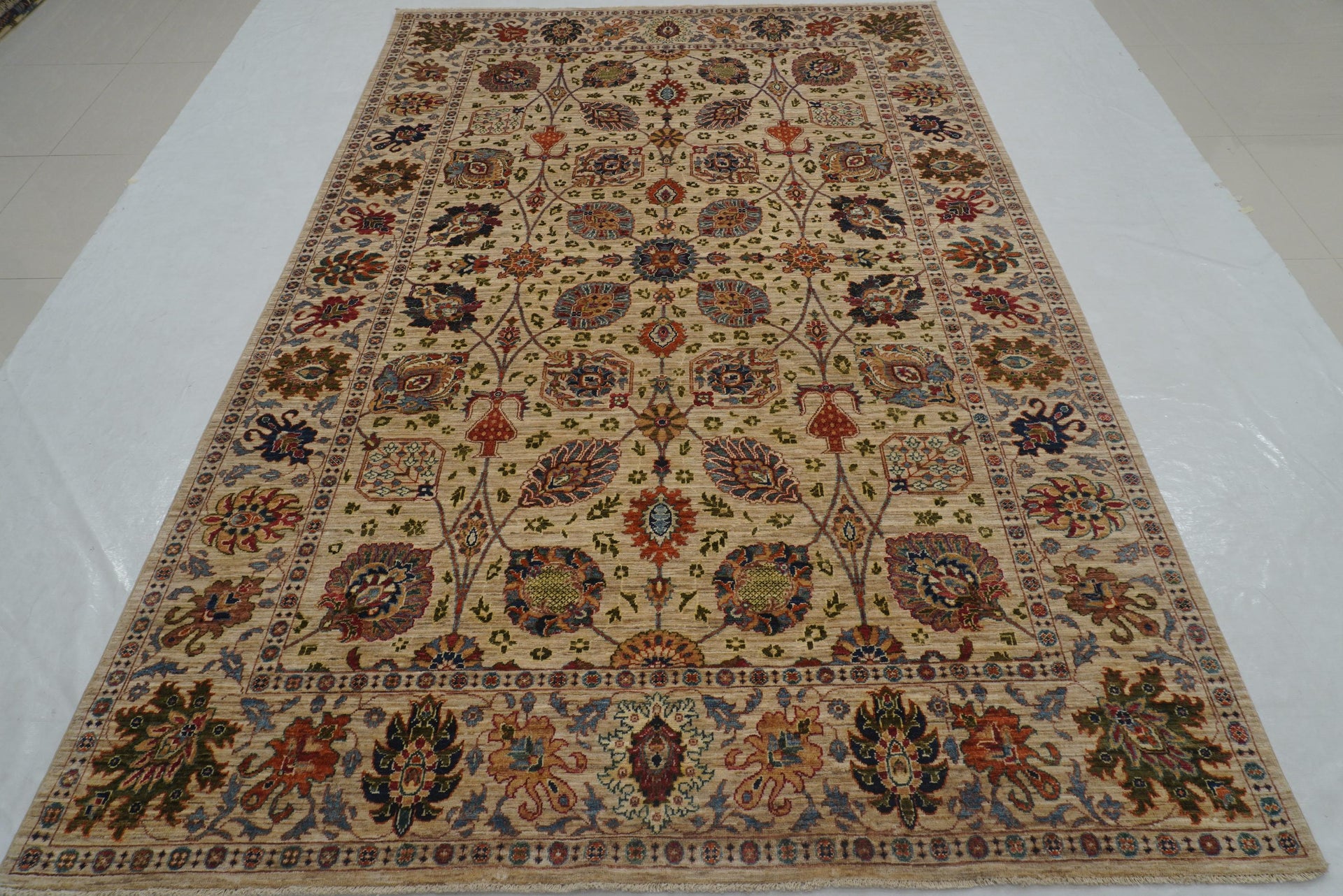 7x10 Taupe Beige Waziri Afghan Hand knotted Oriental Rug