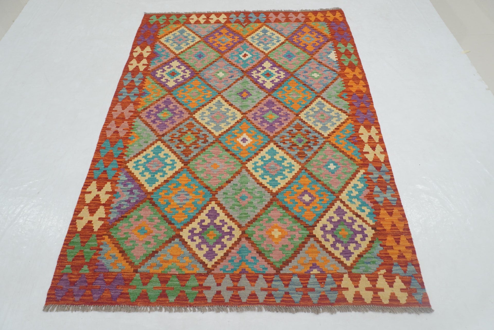5x7 Red Afghan Reversible Kilim Rug