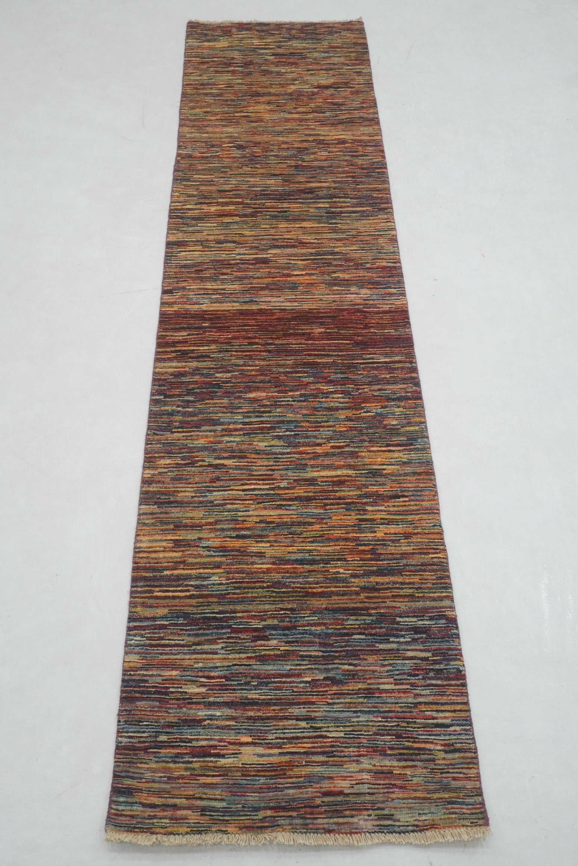 2'2" x 9'7" Striped Gabbeh Afghan Hand knotted Runner Rug