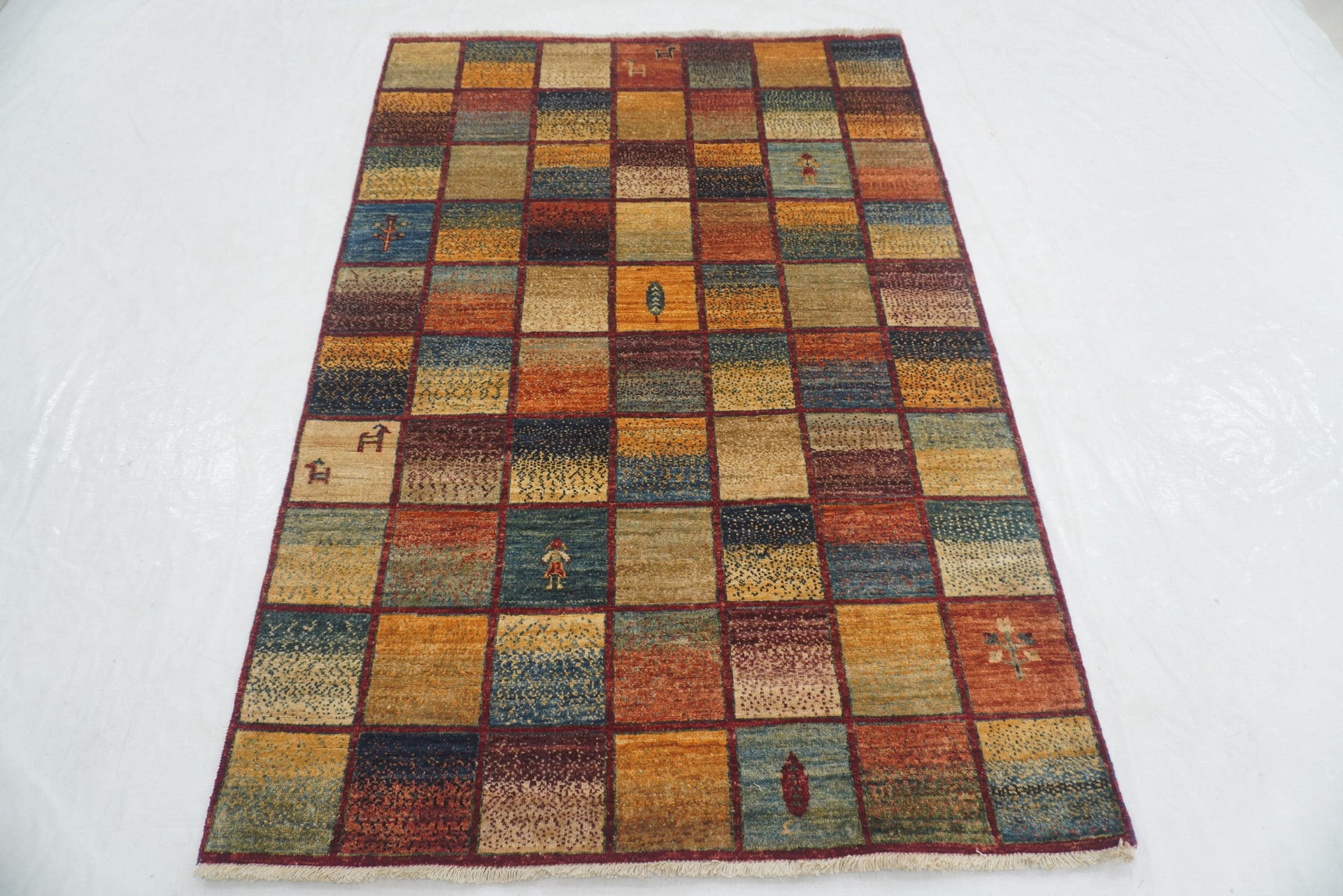 4x6 Red Gabbeh Afghan Hand knotted Rug