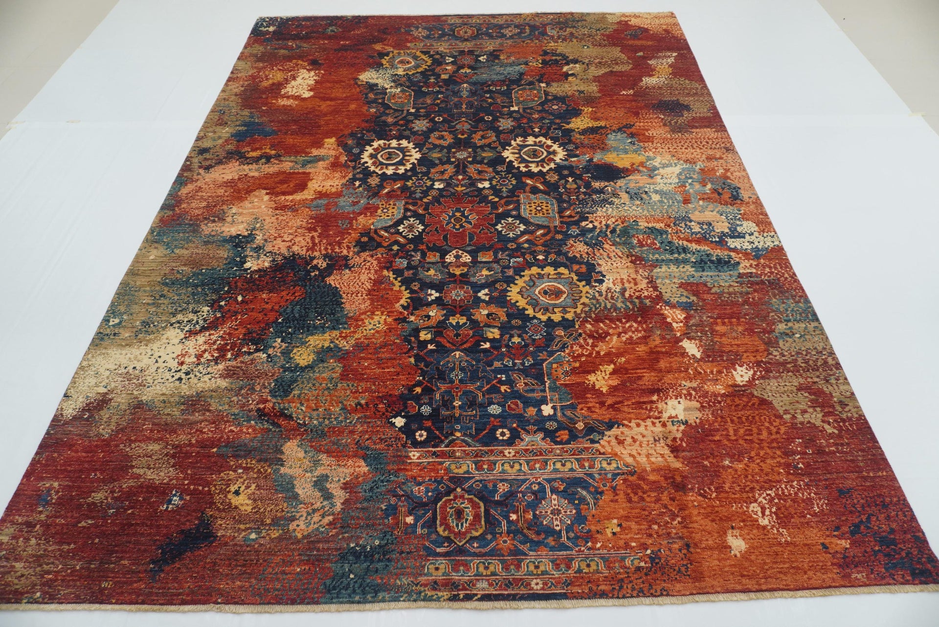 9x12 Navy Blue Bidjar Afghan Hand knotted Modern Rug