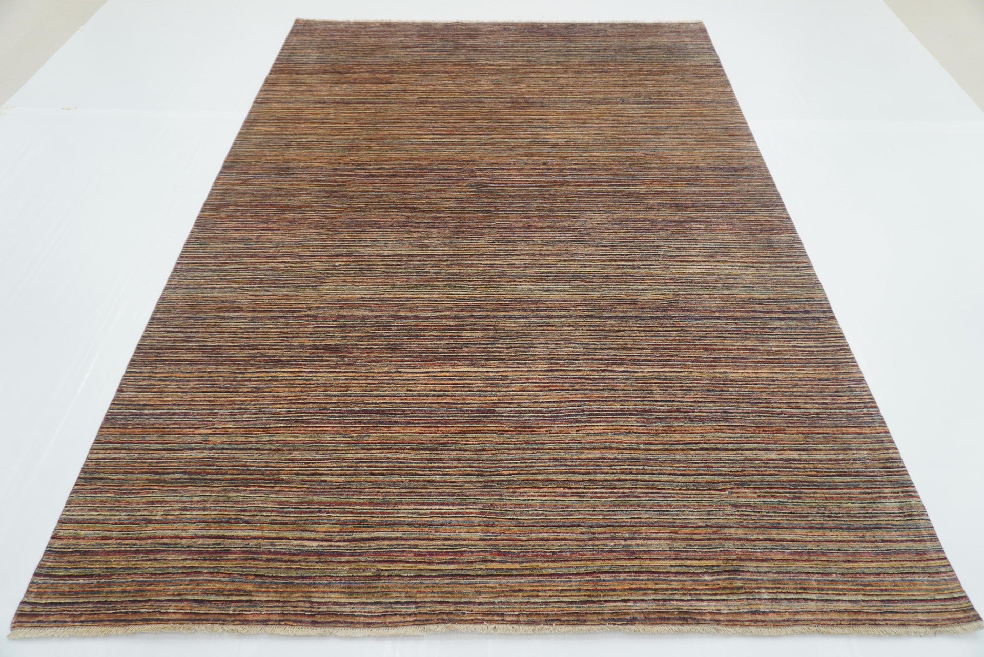 7'7"x10'8" Striped Gabbeh Afghan Hand knotted Rug