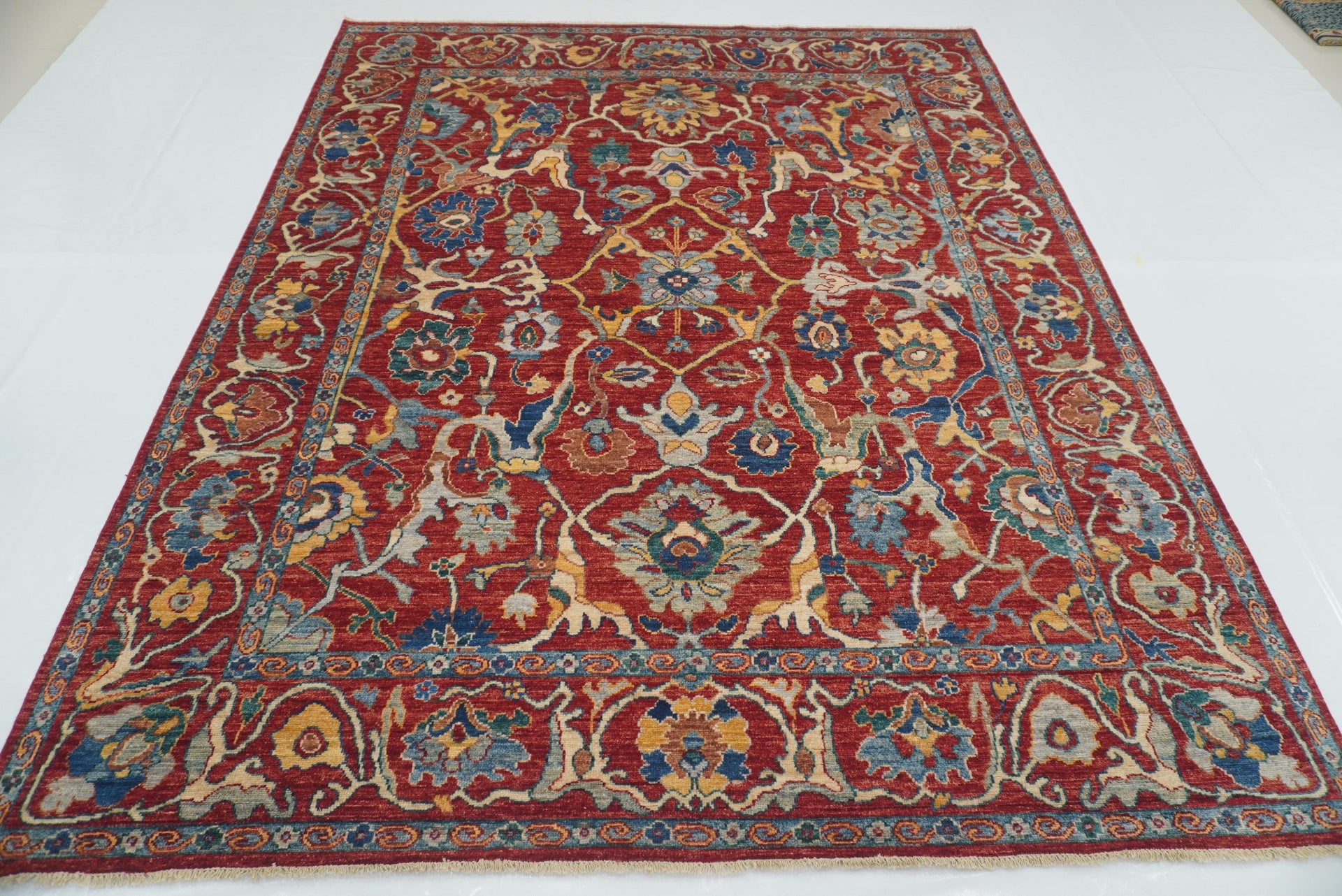 8x10 Red Oushak Hand knotted Turkish Rug