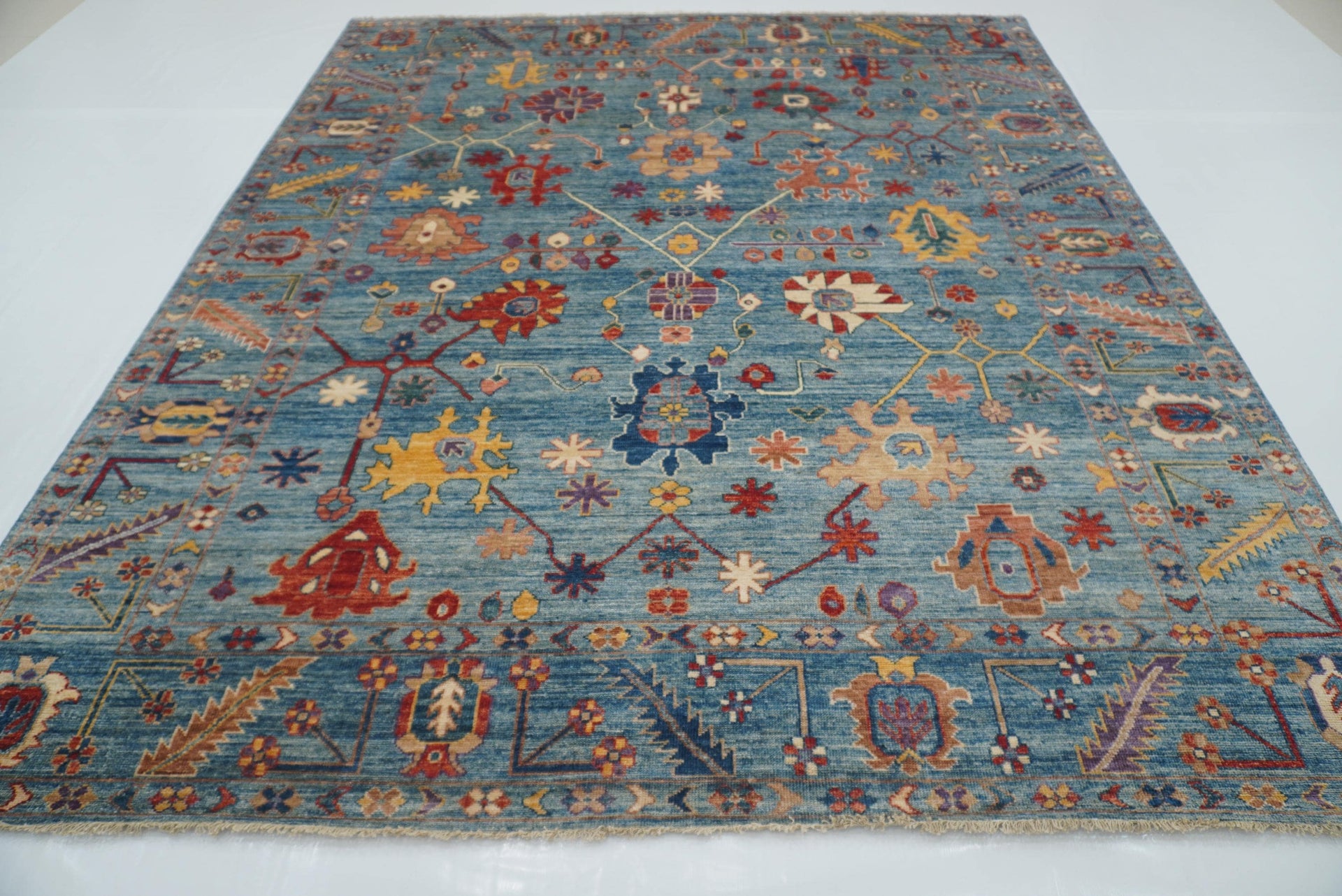 8x10 Blue Oushak Turkish Hand knotted Rug