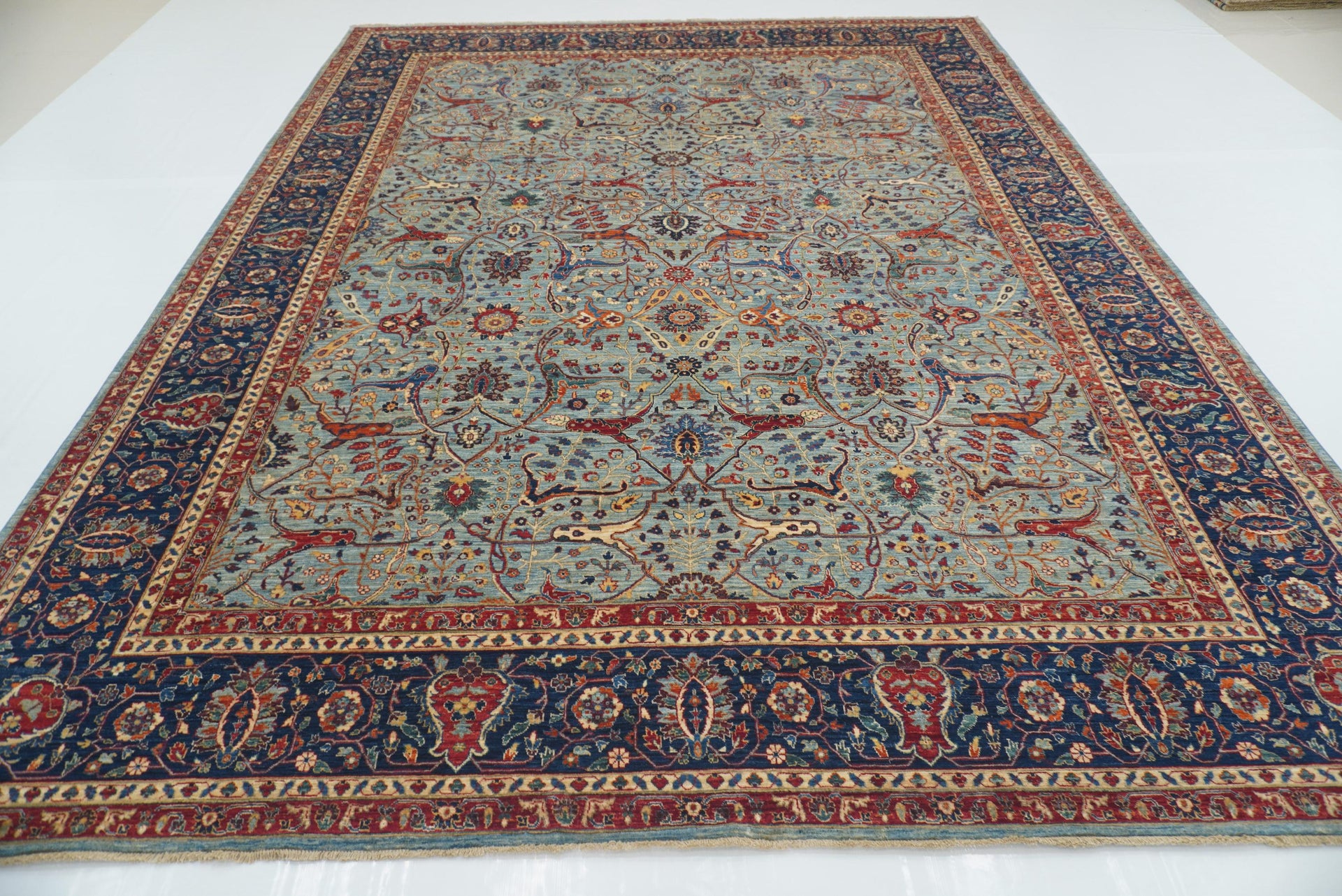 9x12 Blue Bidjar Afghan Hand Knotted Rug