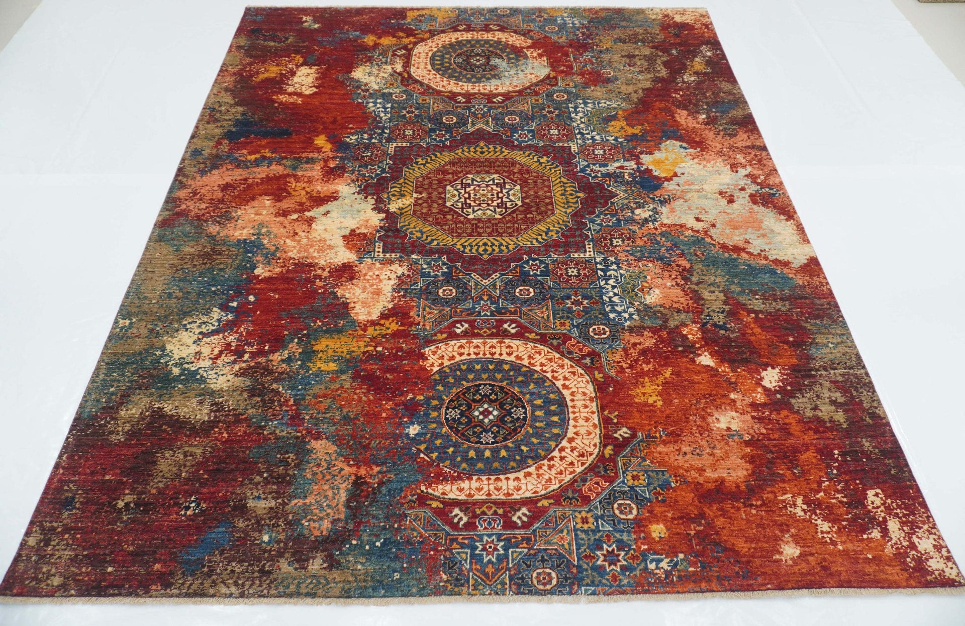 8x10 Blue Modern Mamluk Hand knotted Rug