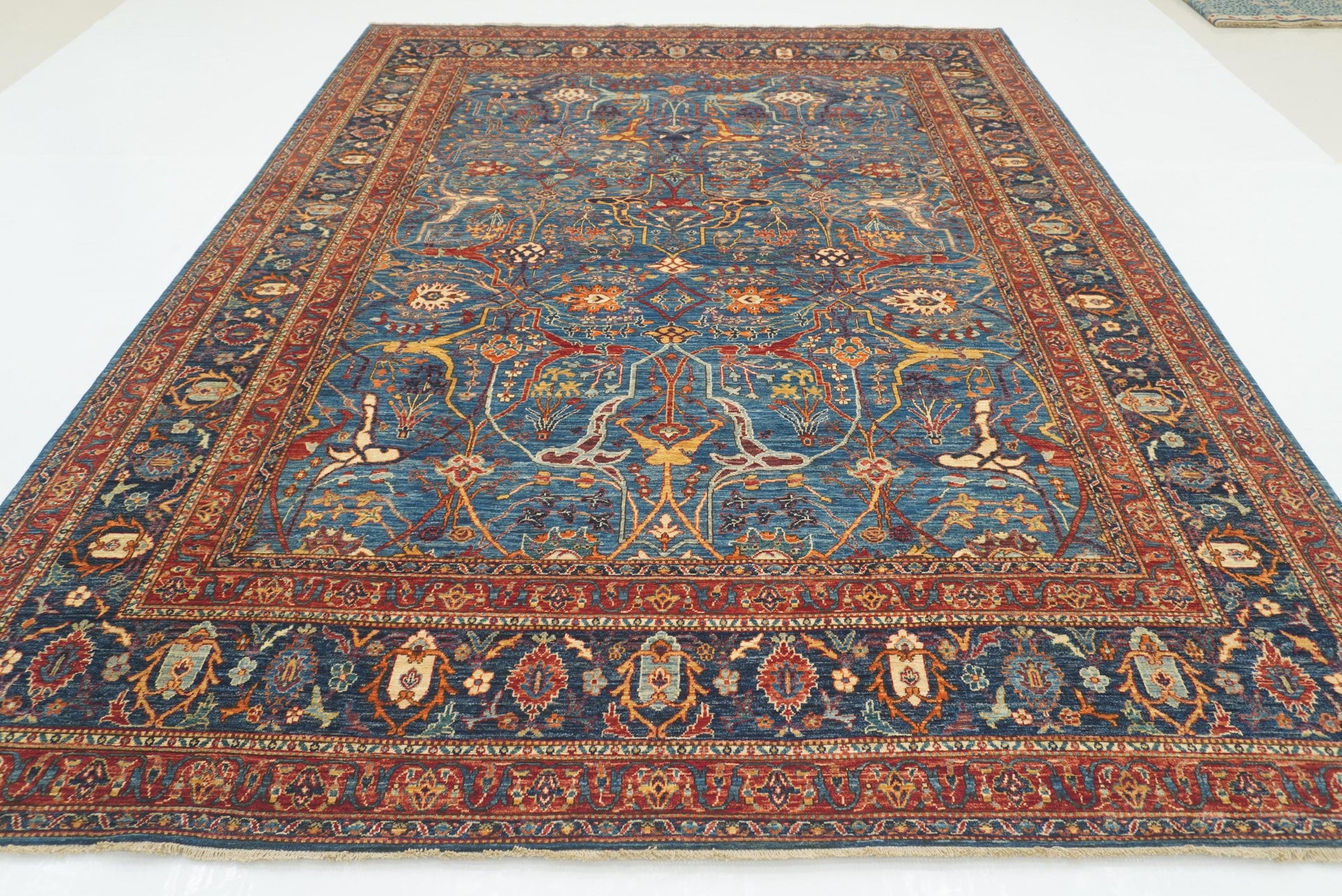 9x12 Navy Blue Bidjar Hand-Knotted Afghan Wool Rug