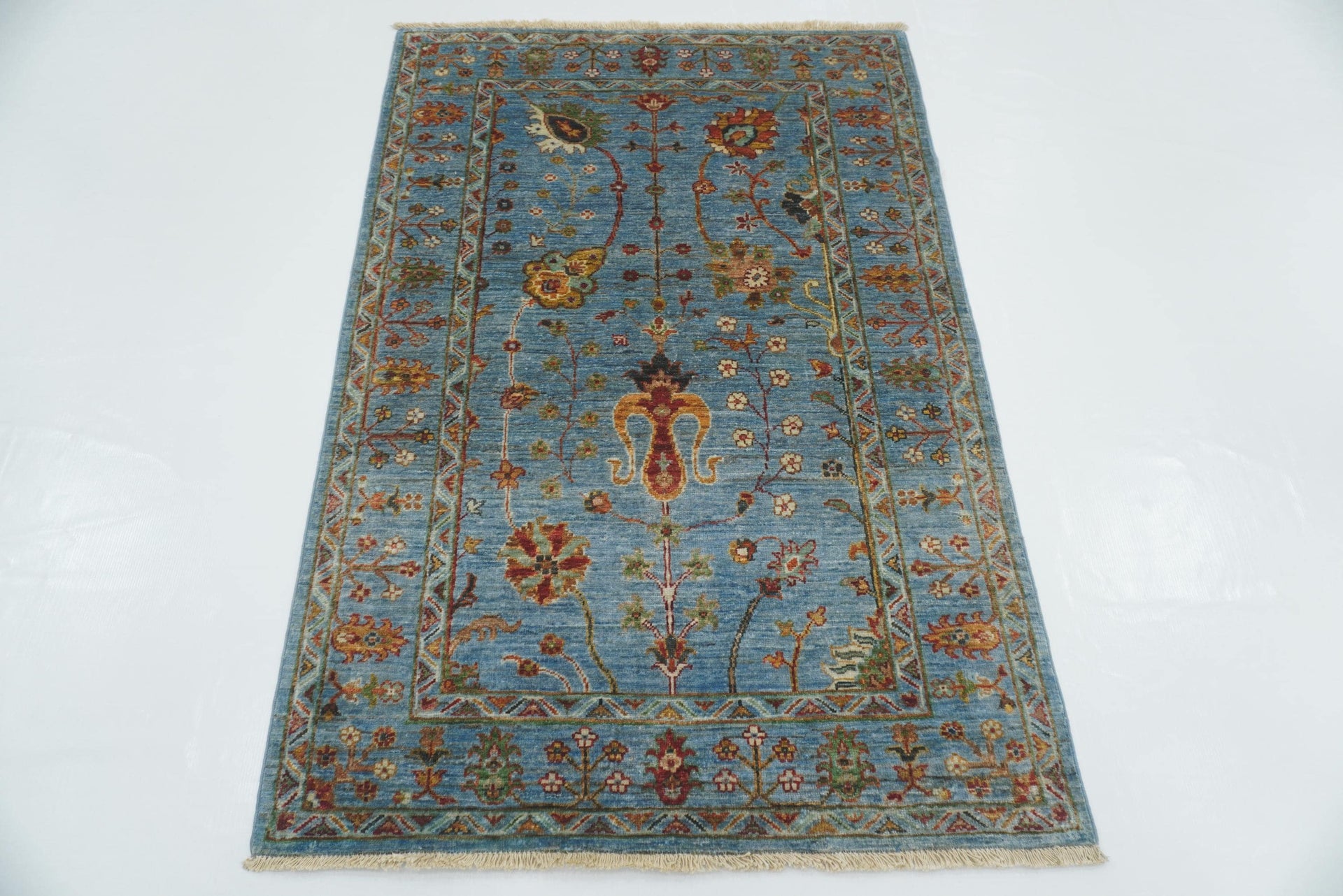 3x5 Blue Waziri Afghan Hand knotted Rug