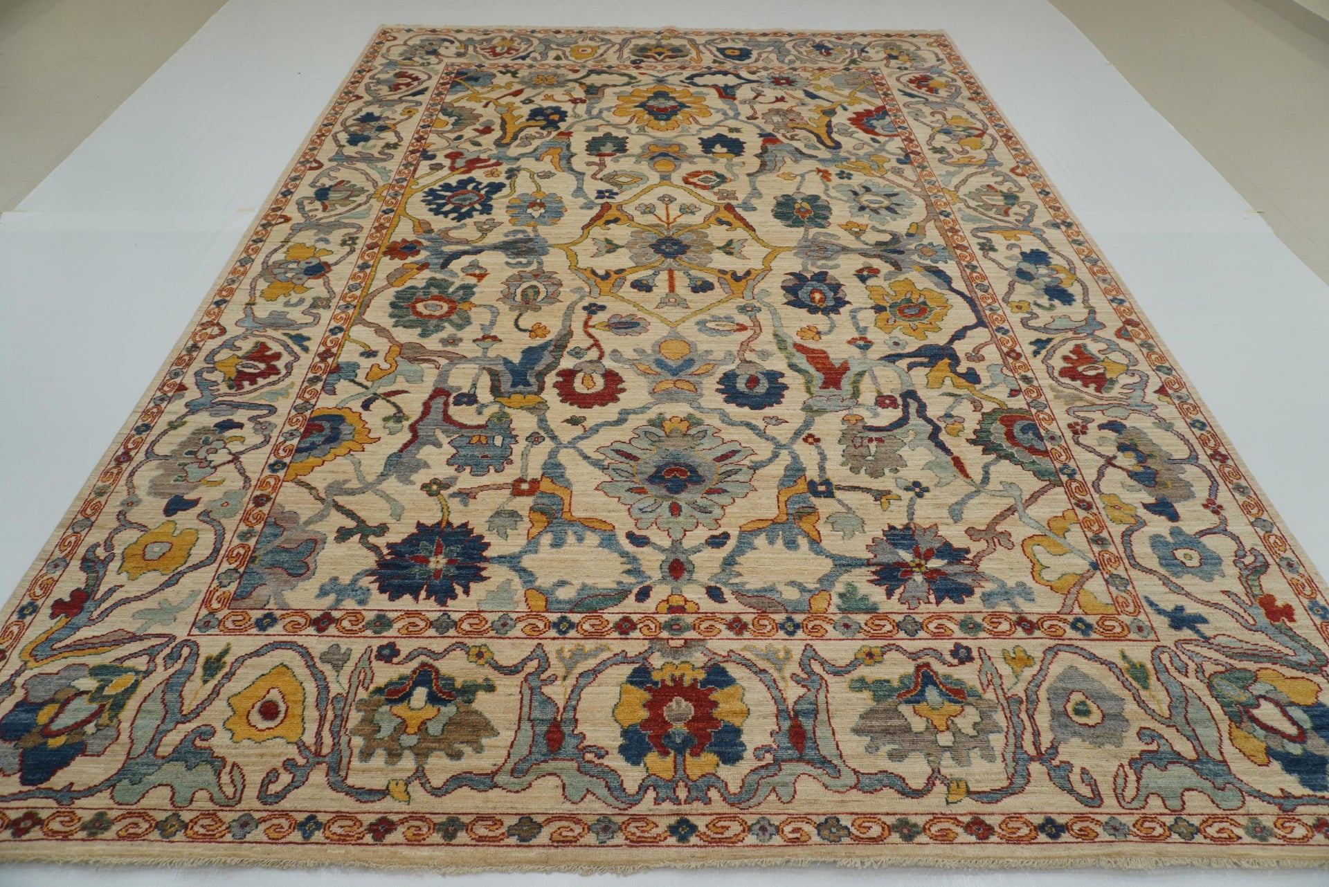 10x14 Ivory Beige Oushak Turkish Hand knotted Rug