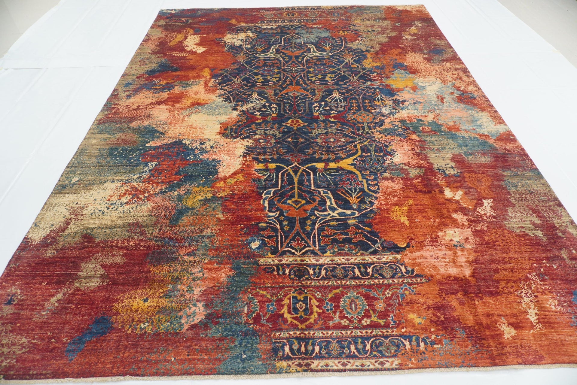 8'10"x11'10" Navy Blue Bidjar Afghan Hand-Knotted Modern Rug