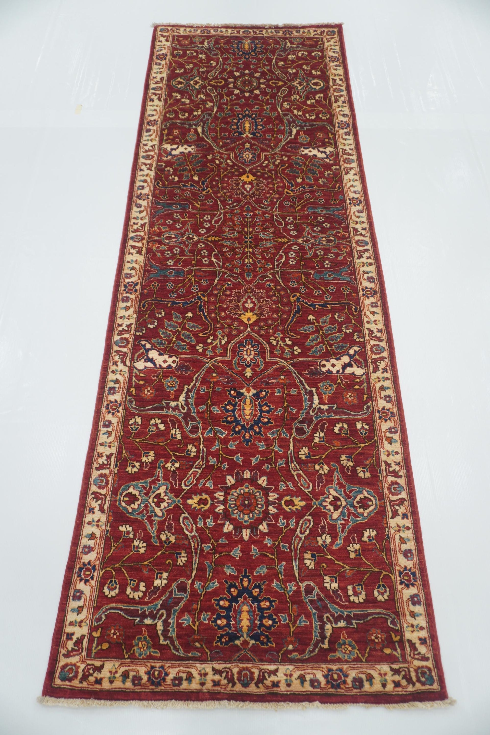 2'7"x7'11" Red Bidjar Afghan Hand-Knotted Runner Rug