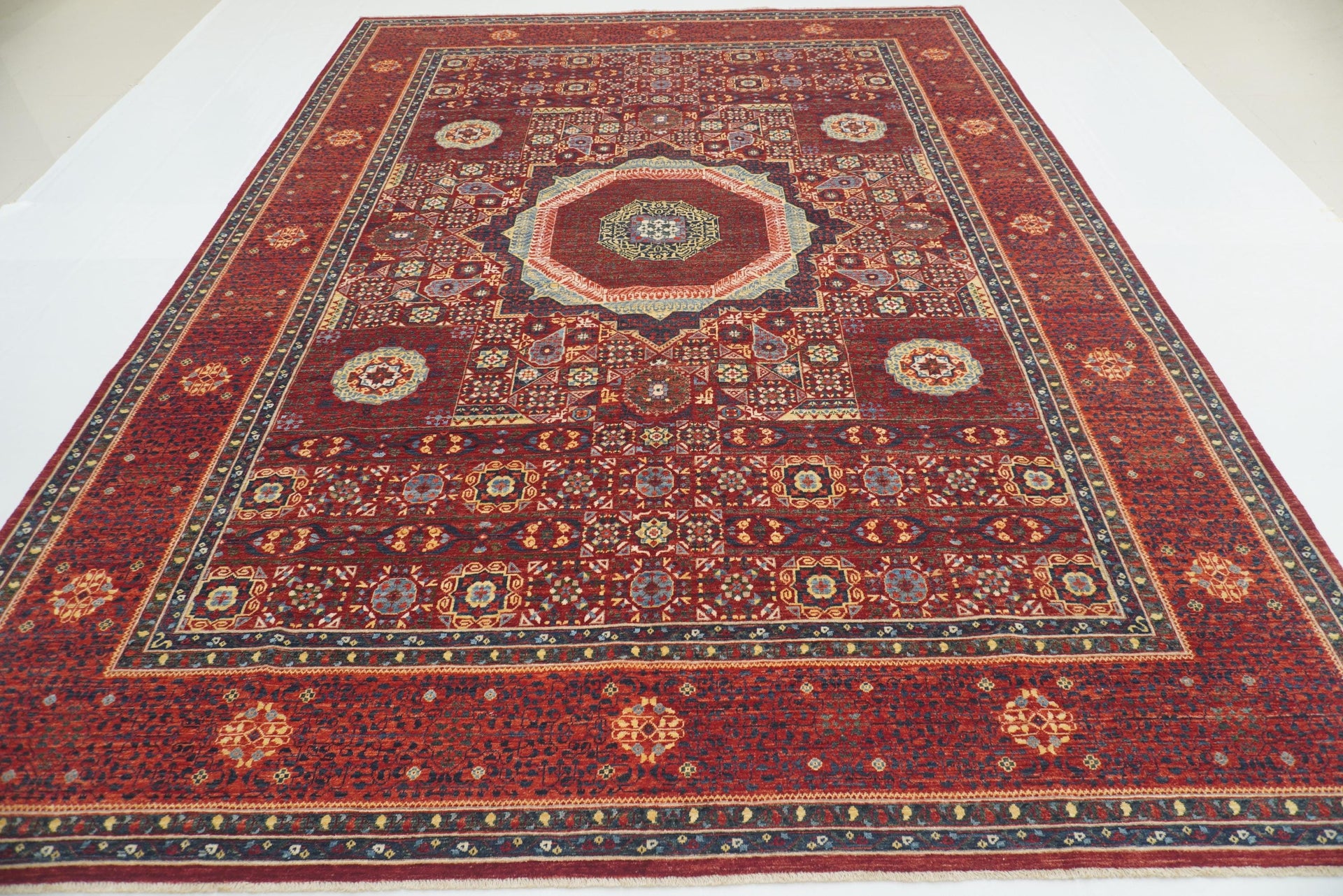 10x14 Red Mamluk Hand Knotted Rug