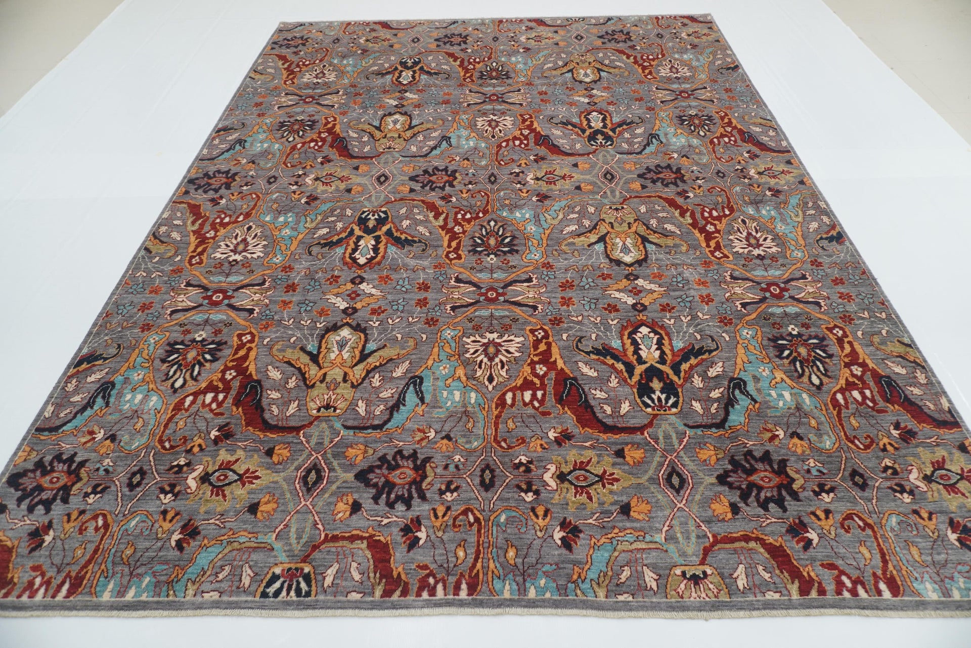 9x12 Gray Bidjar Afghan Hand-Knotted Oriental Rug