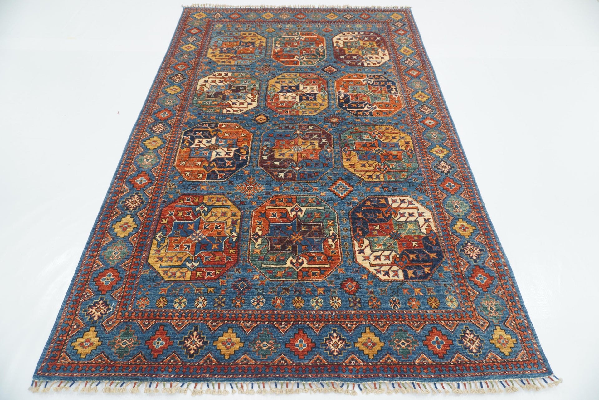 5'6"x8'5" Blue Ersari Hand-Knotted Afghan Rug