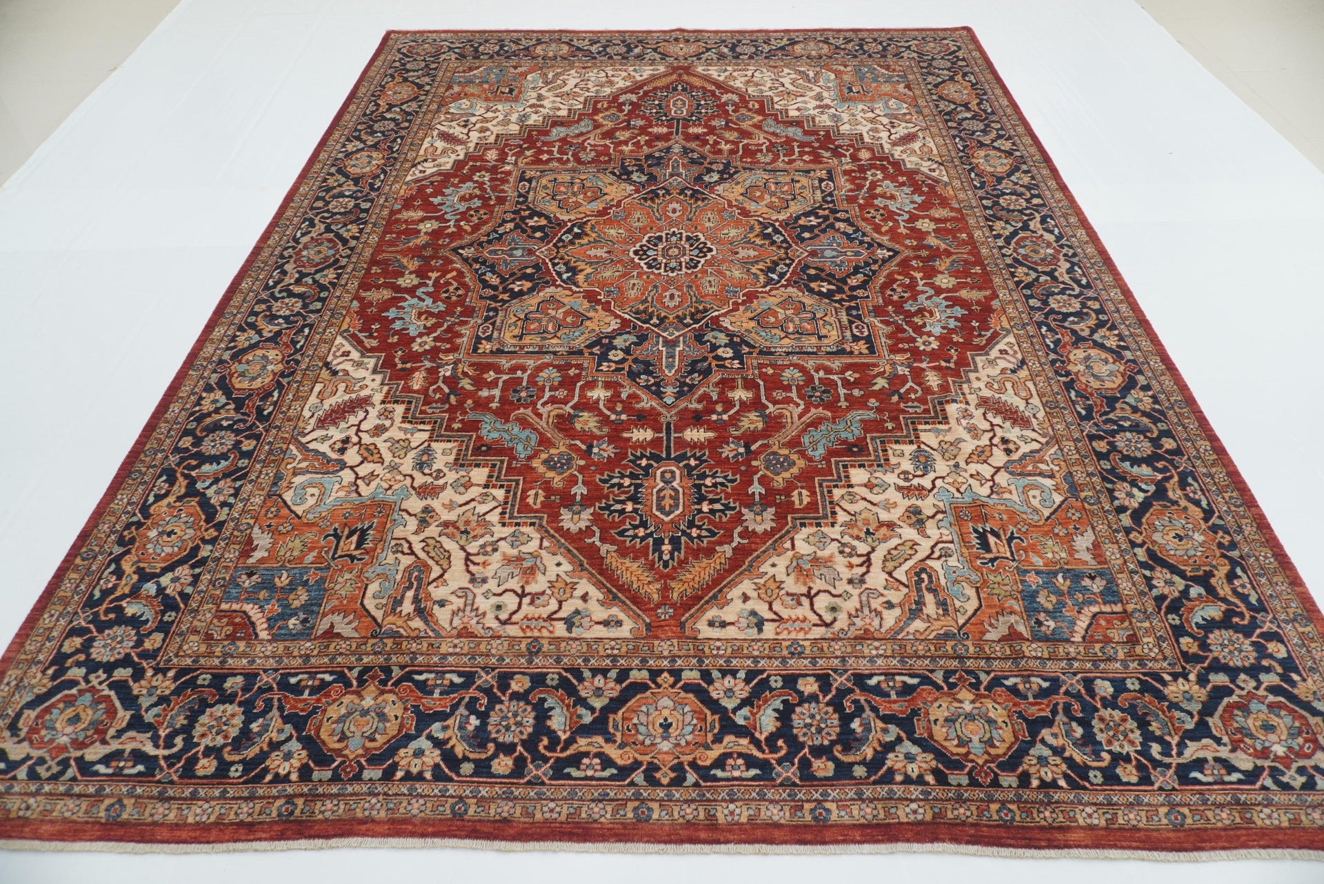 9x12 Red Serapi Afghan Hand-Knotted Rug