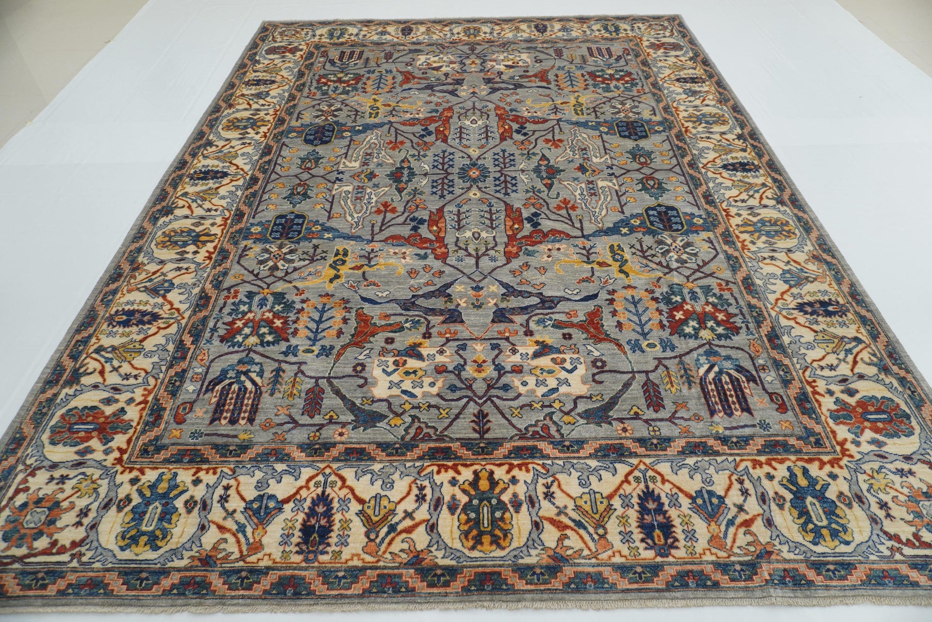 9x12 Gray Bidjar Afghan Hand-Knotted Rug