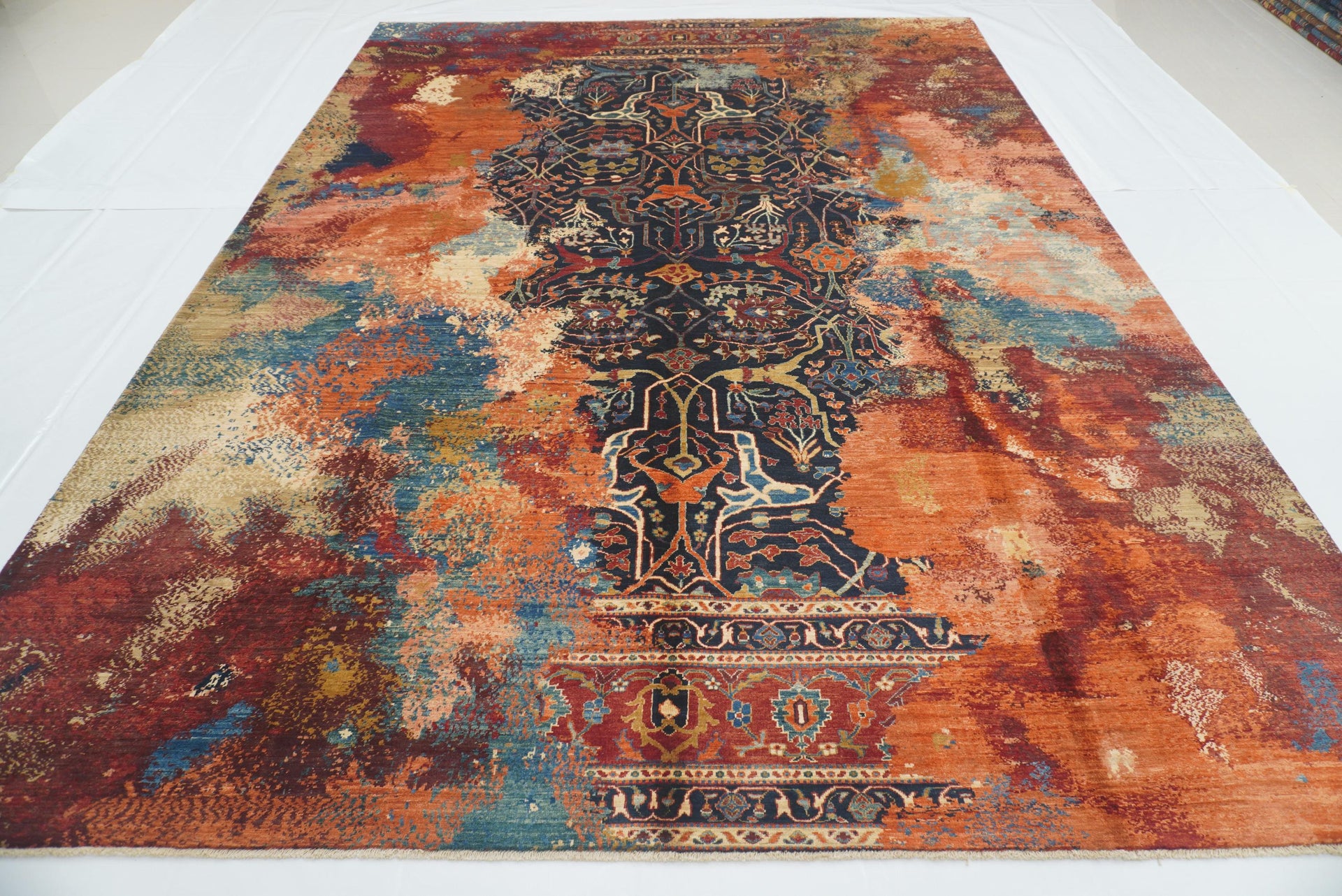 9'8"x13'4" Navy Blue Bidjar Afghan Hand Knotted Modern Rug