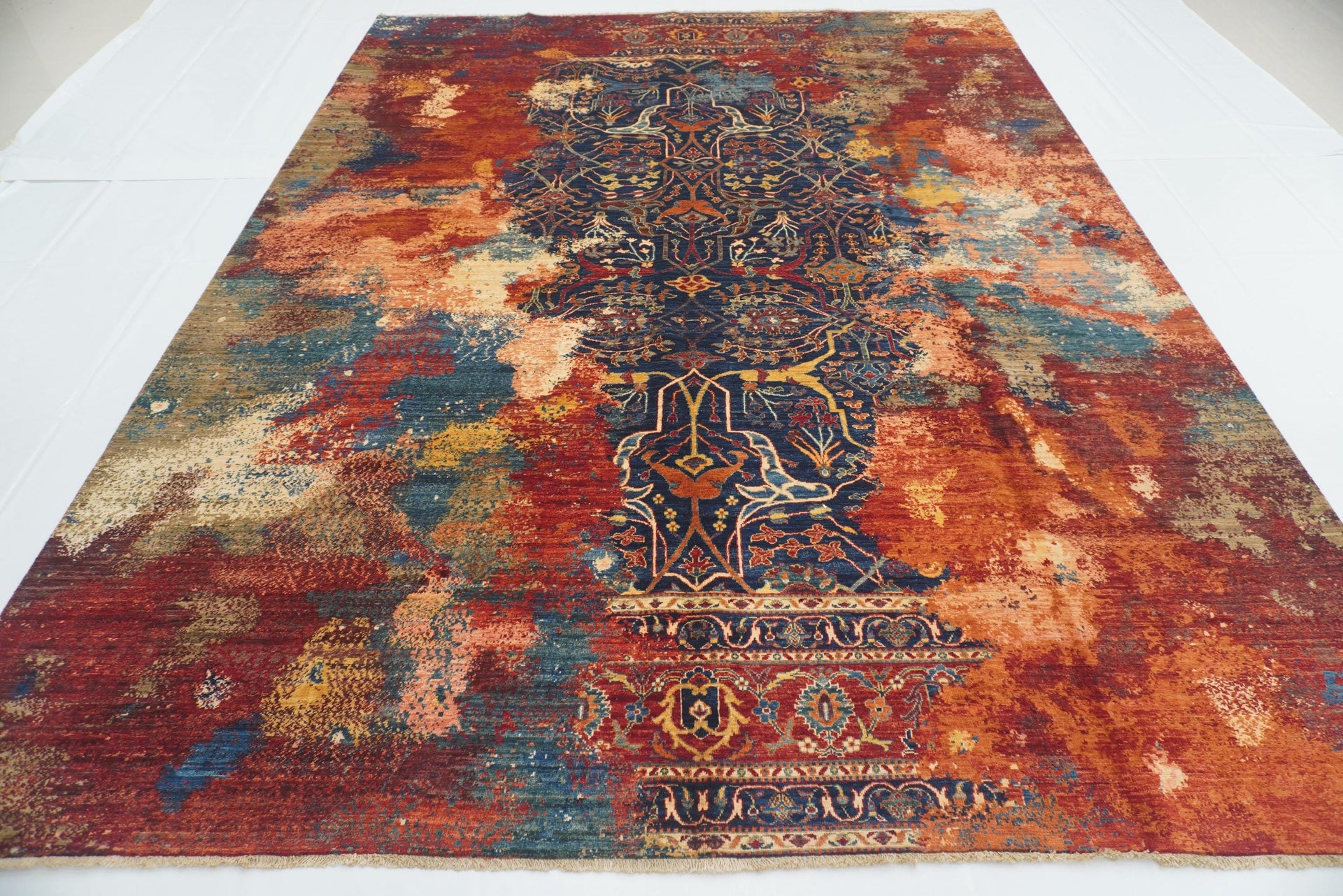 8'11"x11'9" Navy Blue BidjarAfghan Hand-Knotted Modern Rug