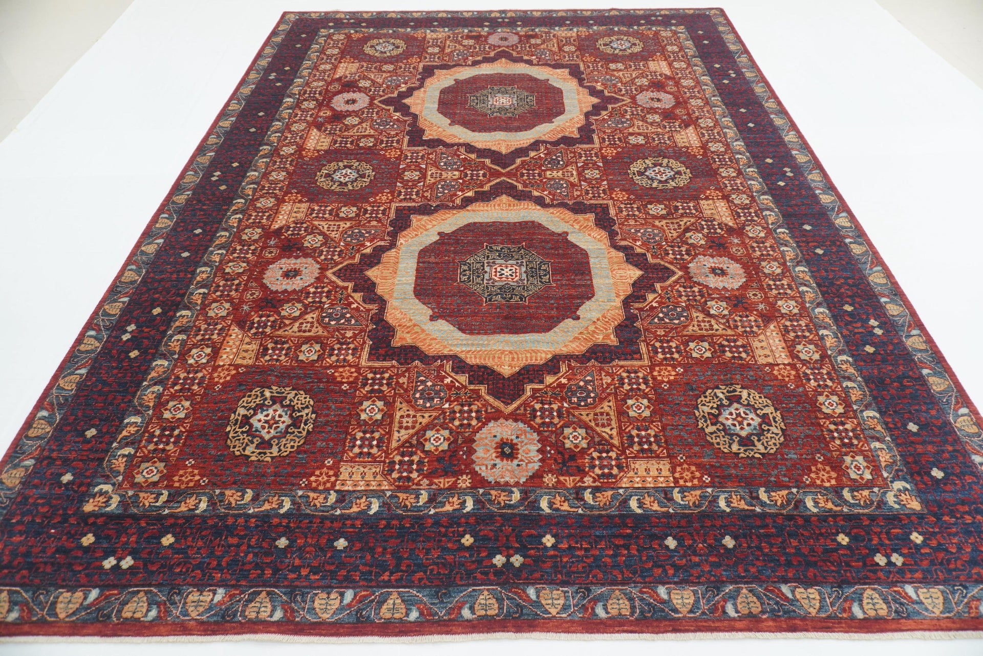 9x12 Red Mamluk Hand Knotted Rug