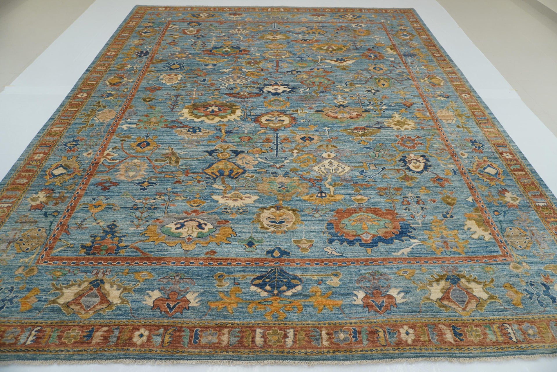 12x15 Blue Oushak Hand Knotted Wool Oriental Rug - Yildiz Rugs