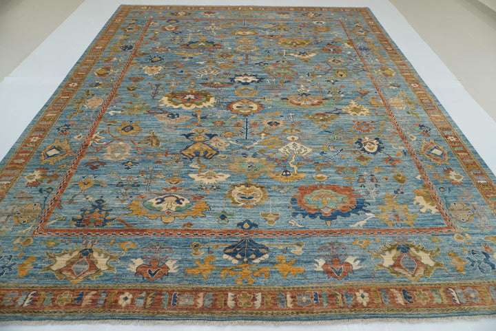 12x15 Blue Oushak Hand Knotted Wool Oriental Rug - Yildiz Rugs