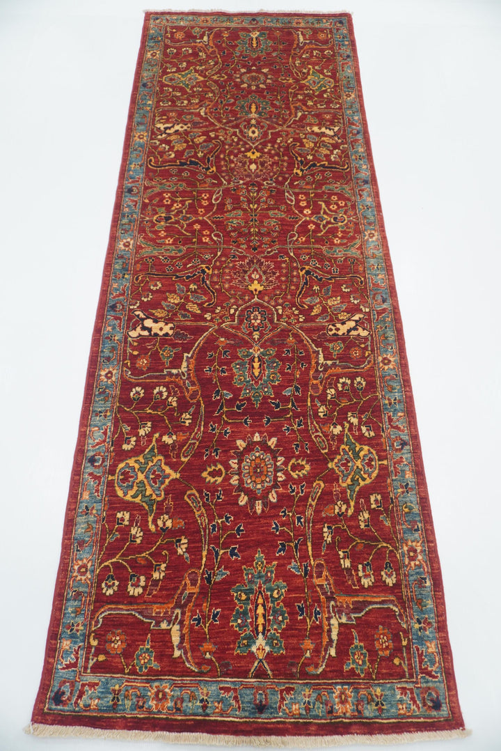 8 ft Red Bidjar Afghan Hand Knotted Wool Runner Rug - Yildiz Rugs
