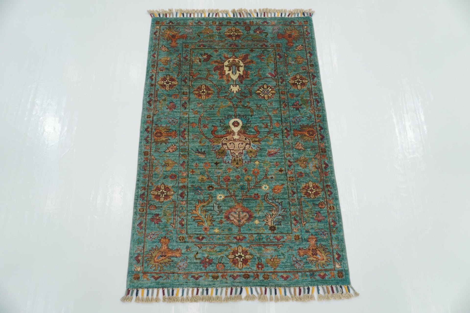 3x4 Turquoise Blue Waziri Afghan Hand knotted Oriental rug - Yildiz Rugs