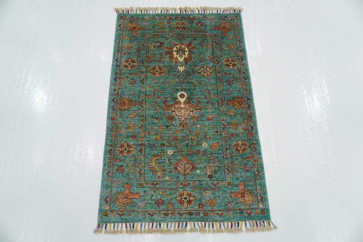 3x4 Turquoise Blue Waziri Afghan Hand knotted Oriental rug - Yildiz Rugs