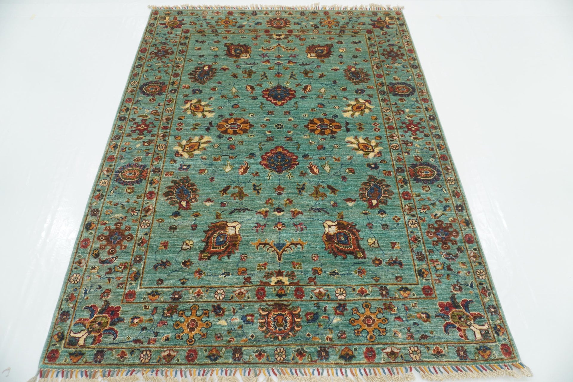 5x7 Blue Waziri Afghan Hand Knotted Wool Oriental Rug - Yildiz Rugs
