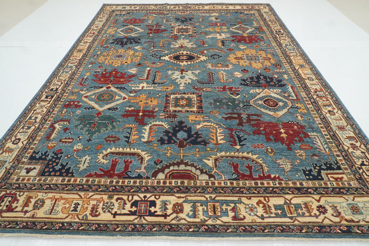 9x12 Blue Heriz Hand Knotted Afghan Oriental Rug - Yildiz Rugs