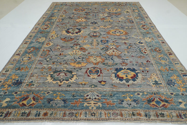 9x12 Gray Oushak Hand knotted Wool Oriental Rug - Yildiz Rugs