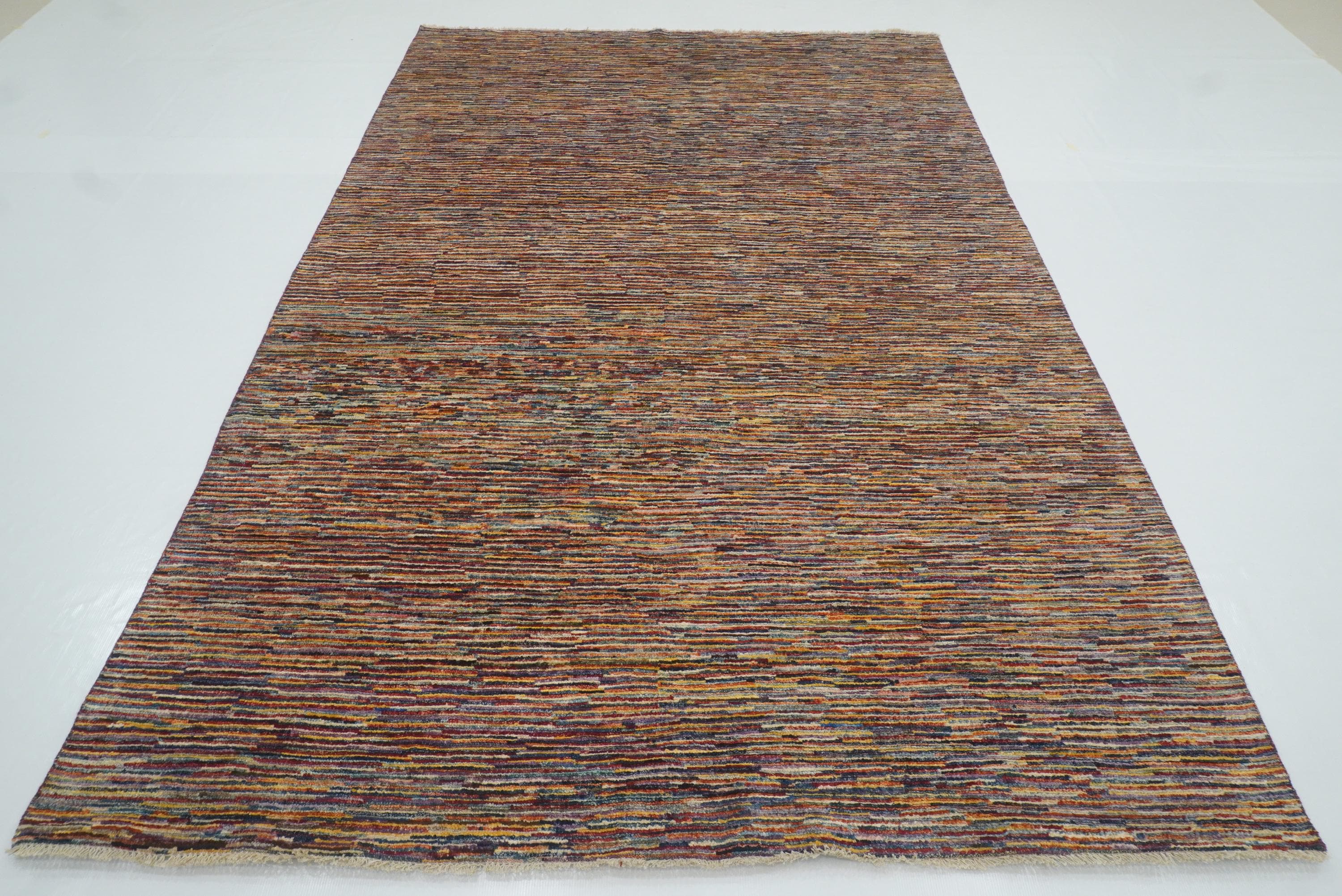 6'1"x9'5" Striped Gabbeh Afghan Hand knotted Rug - Yildiz Rugs