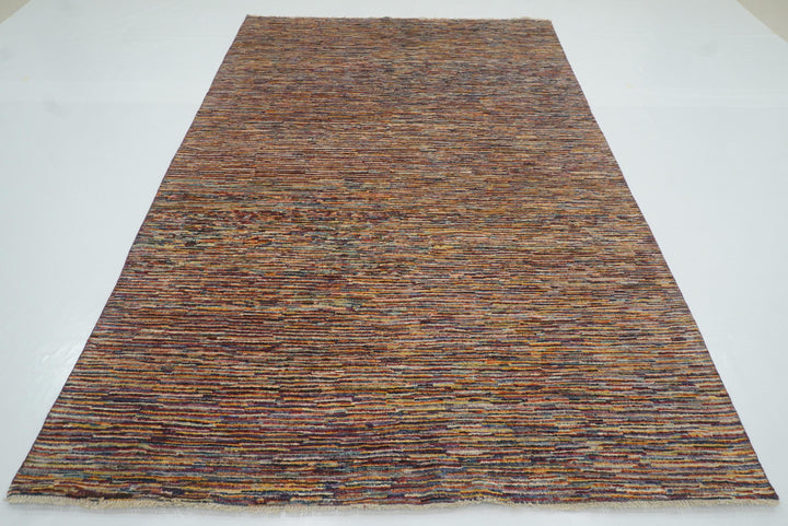 6'1"x9'5" Striped Gabbeh Afghan Hand knotted Rug - Yildiz Rugs