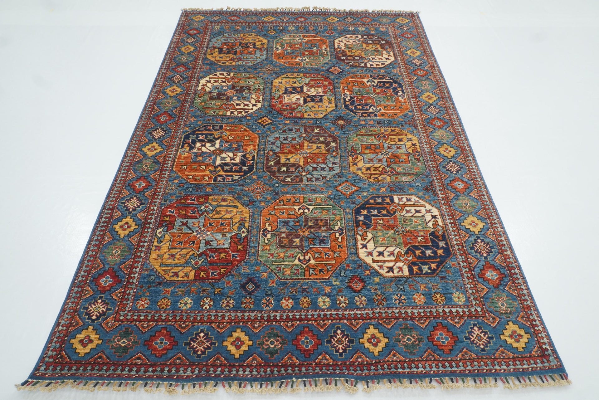 5'6"x8'2" Blue Ersari Afghan Hand-Knotted Oriental Rug - Yildiz Rugs