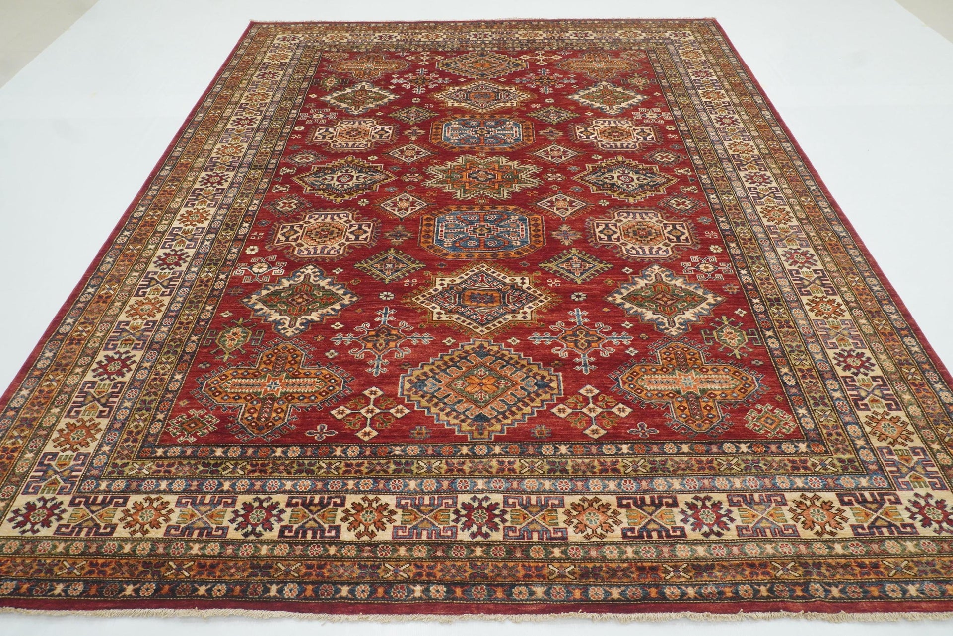 8x10 Red Kazak Area Rug: Afghan Hand-Knotted Wool Oriental Rugdrhaerh - Yildiz Rugs