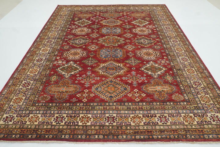 8x10 Red Kazak Area Rug: Afghan Hand-Knotted Wool Oriental Rugdrhaerh - Yildiz Rugs