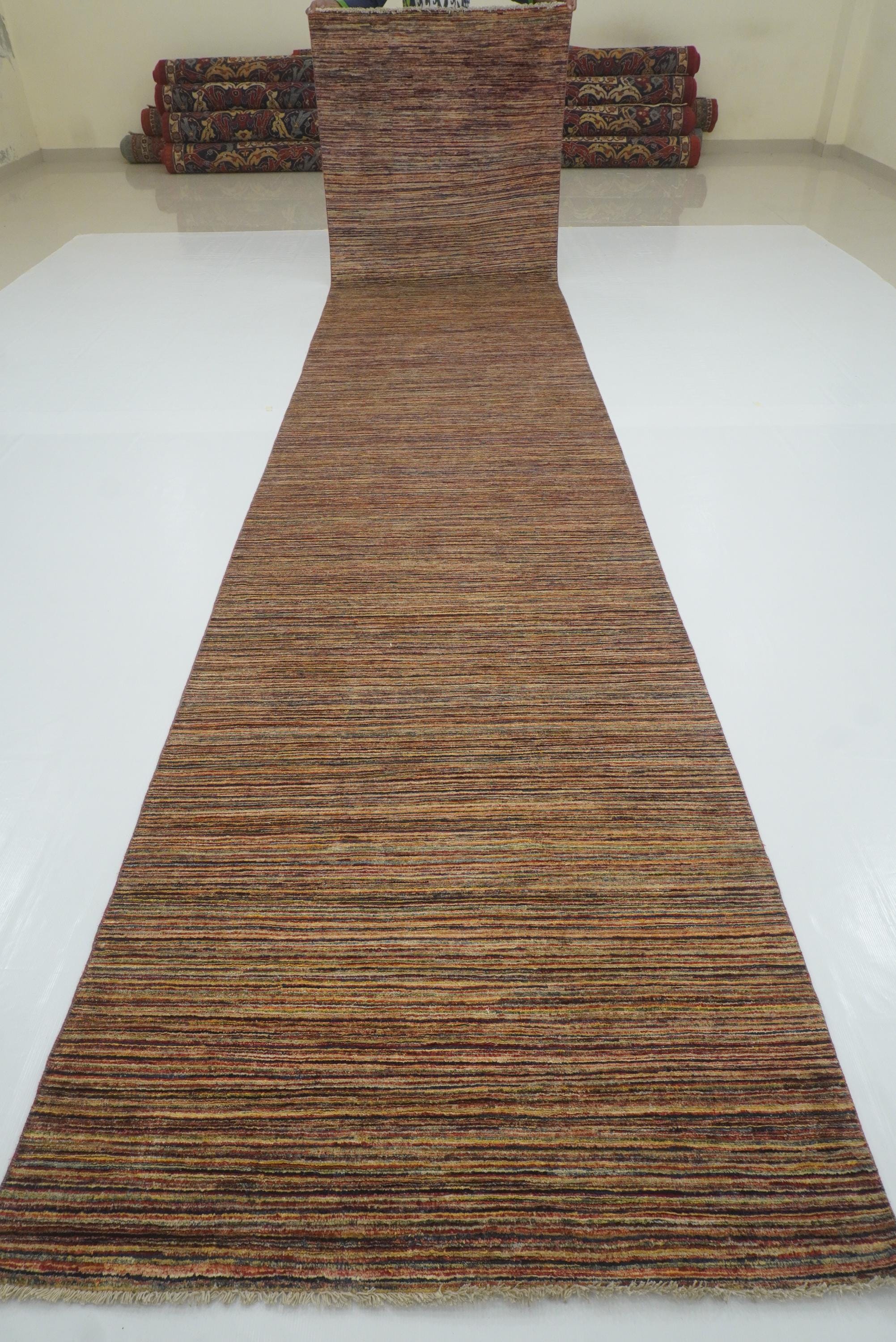 4x19 Multicolor Striped Runner Rug: Afghan Hand Knotted Wool Wide Rug 3'11"x18'11" dgdrhearh - Yildiz Rugs