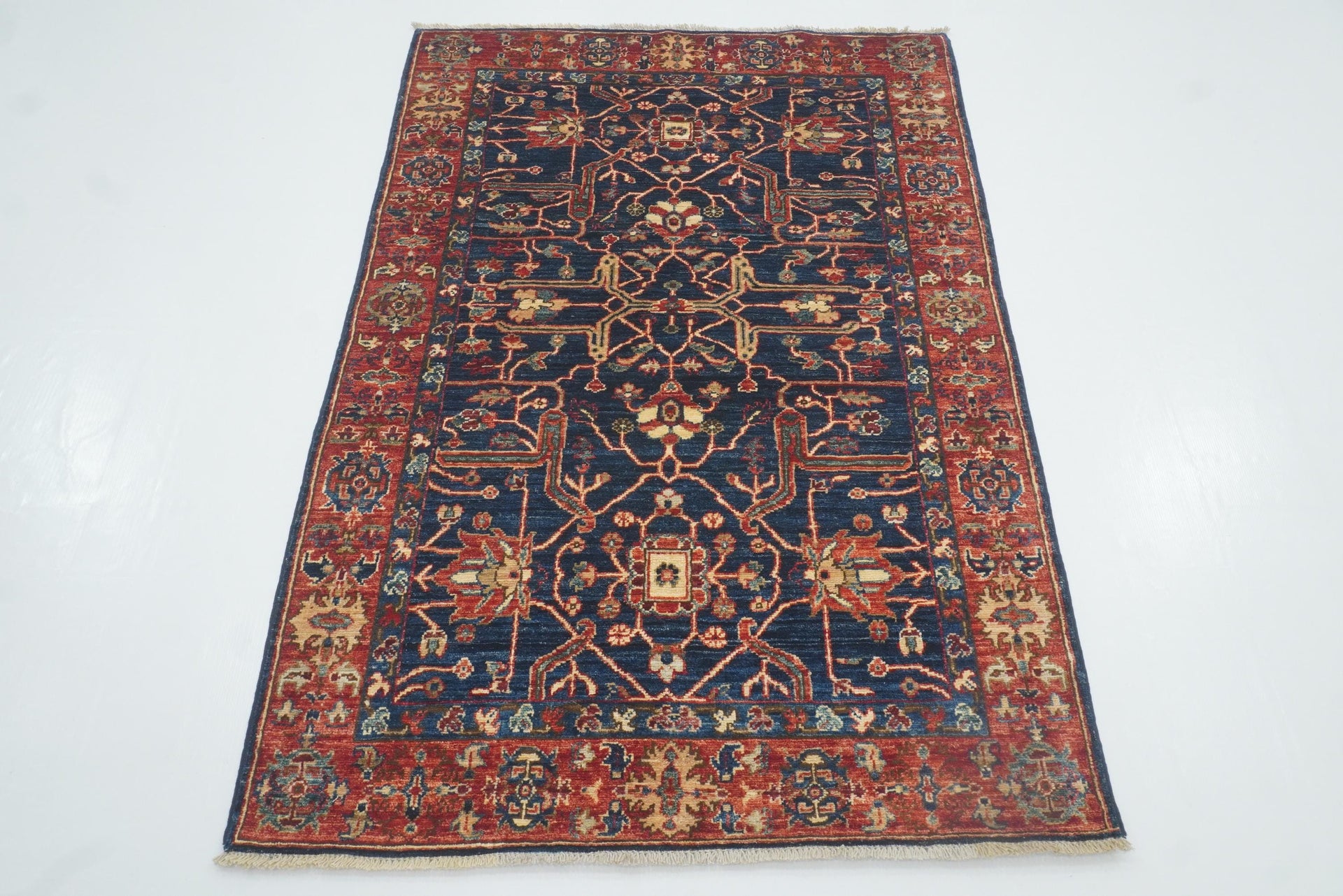 3x5 Navy Blue Bidjar Afghan Hand-Knotted Oriental Rug - Yildiz Rugs