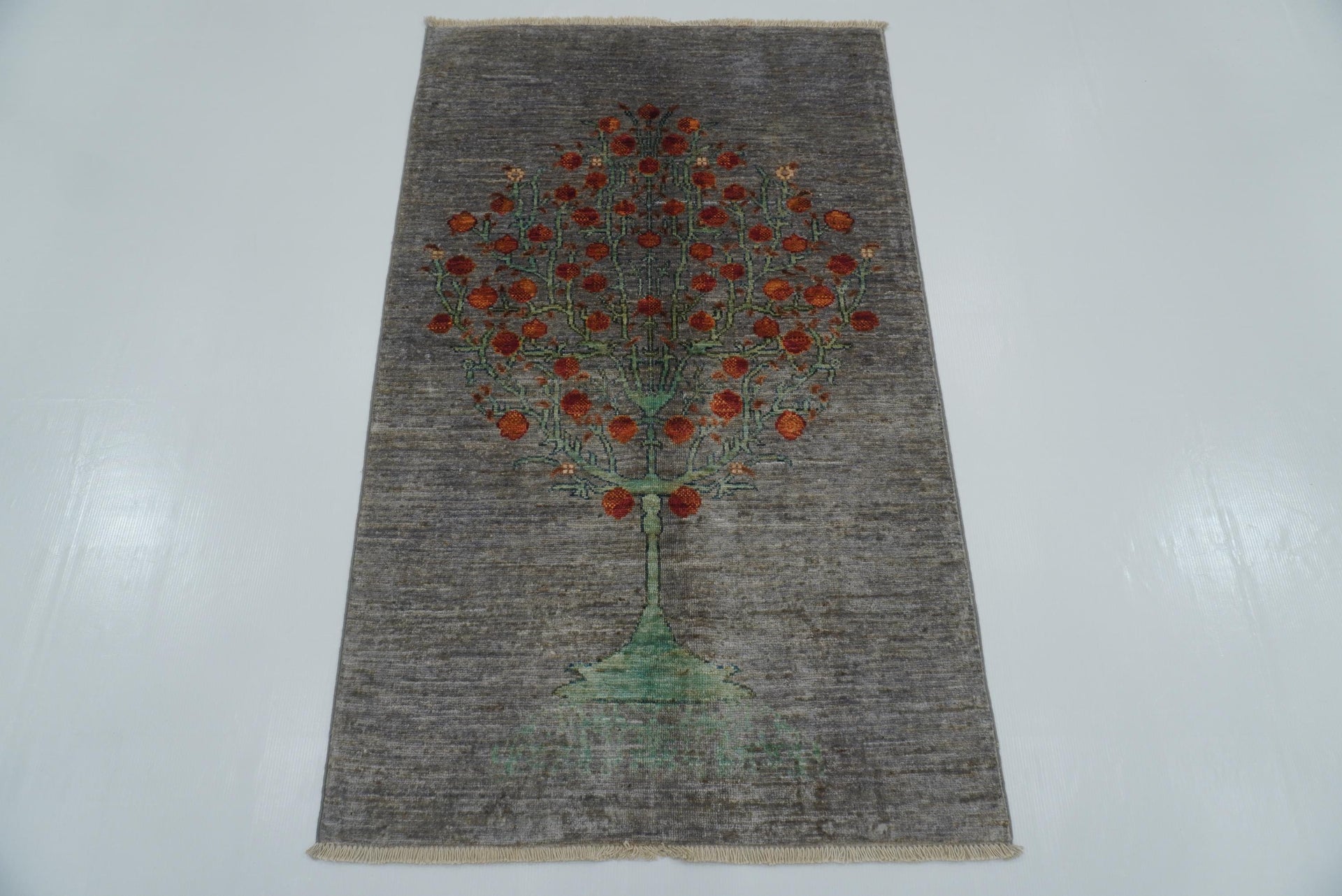 3x4 Blueish Gray Tree of Life Gabbeh Hand Knotted Rug - Yildiz Rugs