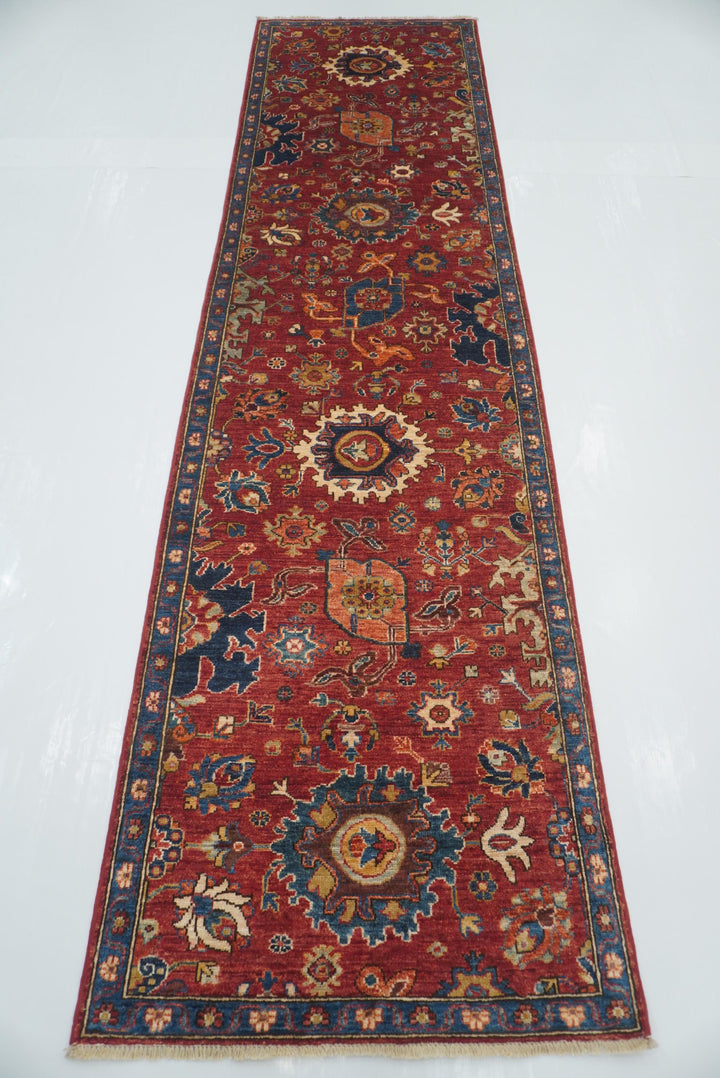 10 ft Red Bidjar Afghan Hand Knotted Oriental Runner Rug - Yildiz Rugs
