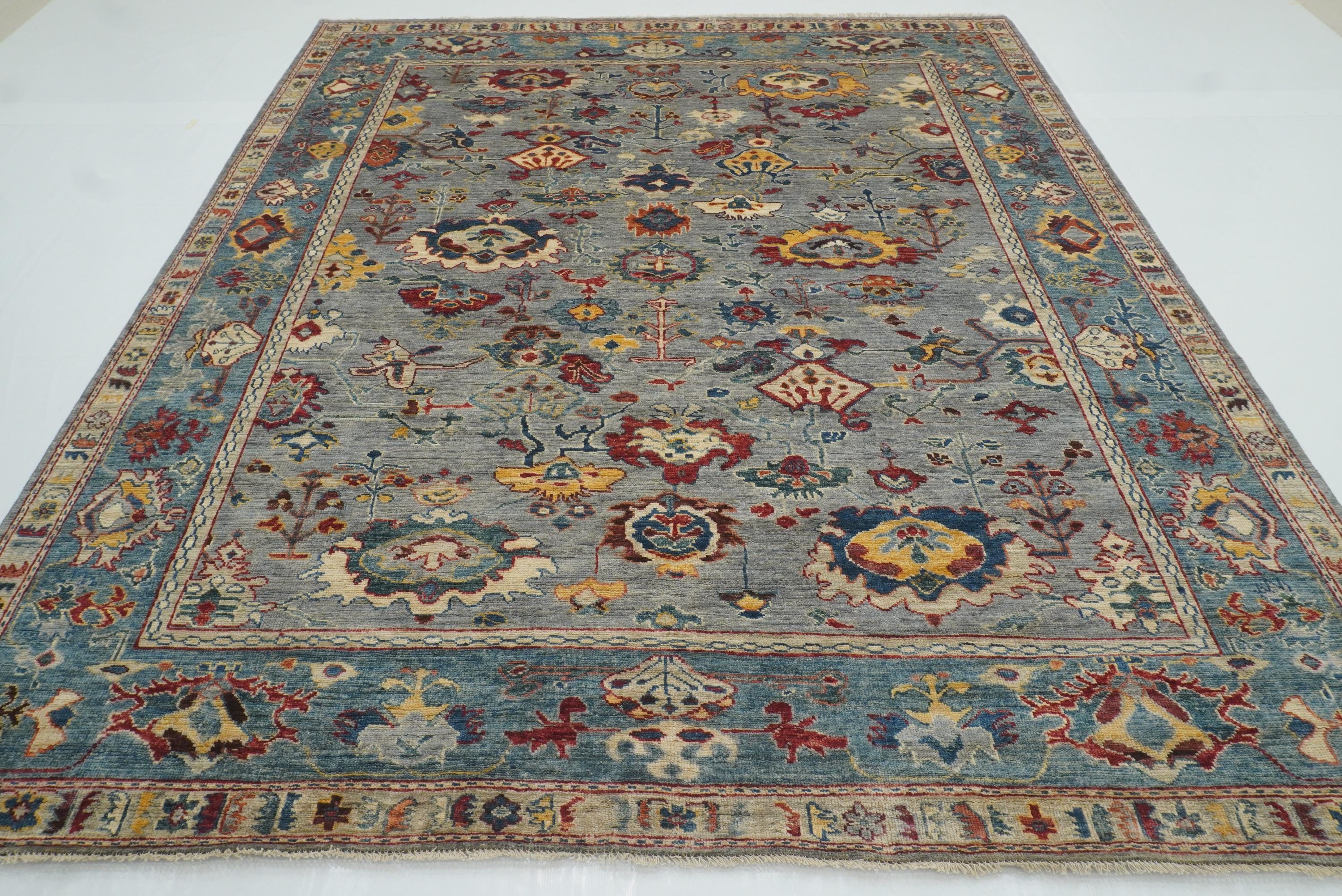8x10 Gray Oushak Area Rug: Hand knotted Wool Oriental Rug 8'3"x9'5" - Yildiz Rugs