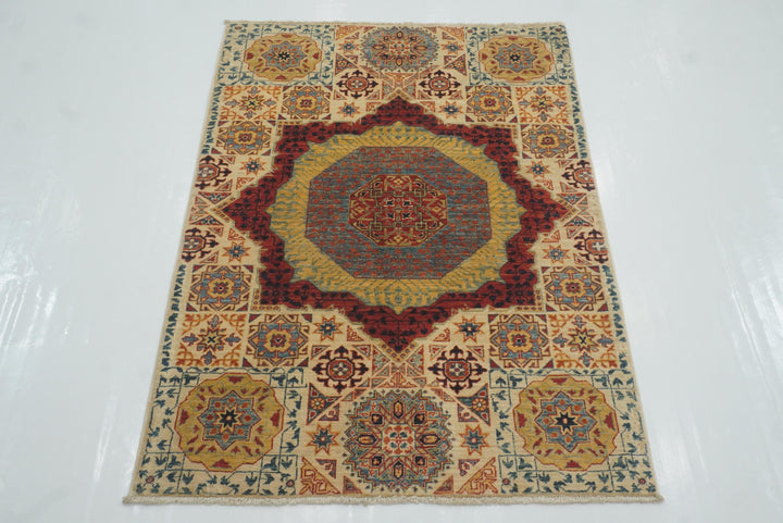 3x4 ft Beige Mamluk Hand knotted Rug - Yildiz Rugs