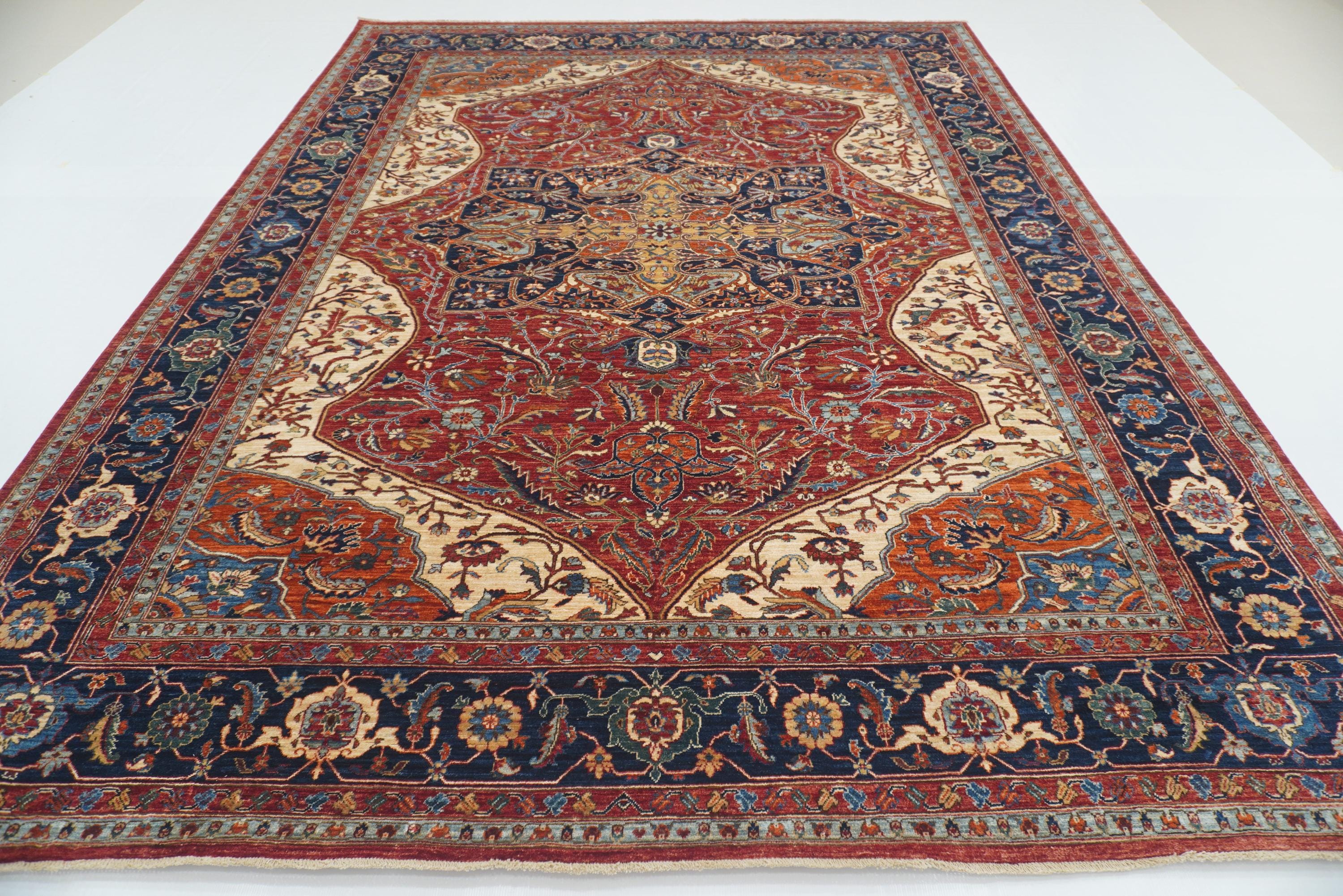 9x12 Red Serapi Afghan Hand Knotted Oriental Rug - Yildiz Rugs
