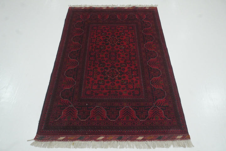 3x5 Red Kunduz Afghan Hand Knotted Oriental Rug - Yildiz Rugs