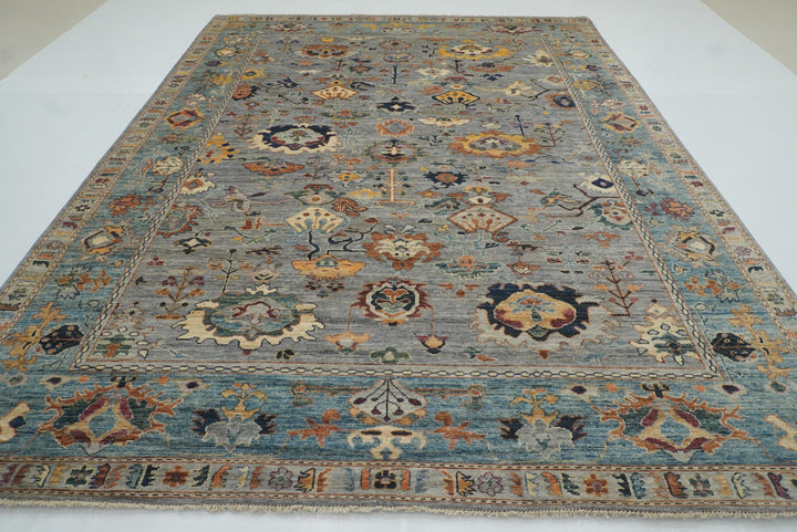 9x12 Gray Oushak Hand knotted Wool Oriental Rug - Yildiz Rugs