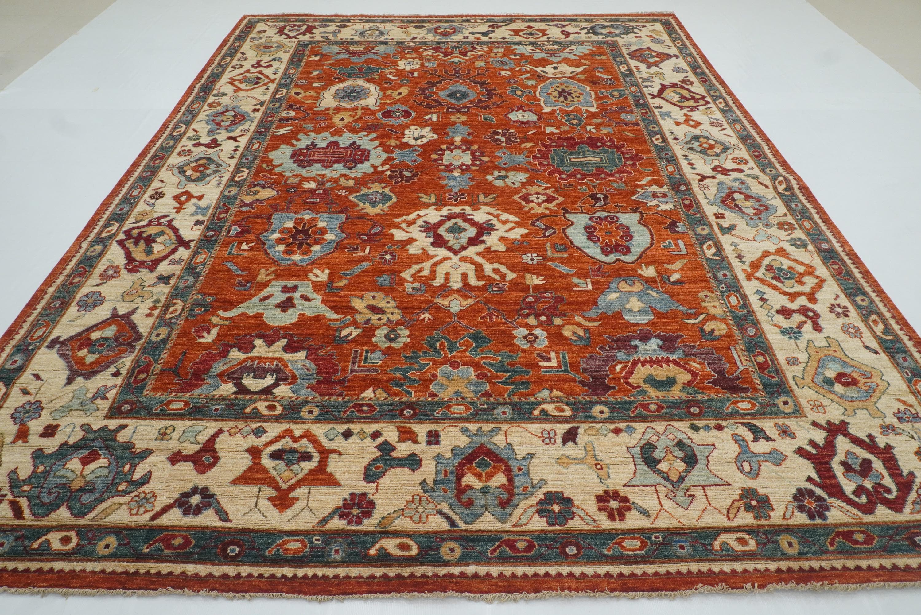 9x12 Orange Oushak Turkish Hand knotted Oriental Rug - Yildiz Rugs
