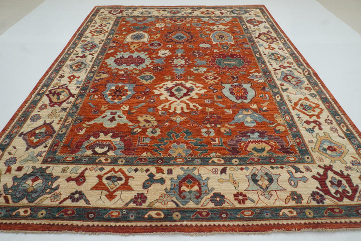 9x12 Orange Oushak Turkish Hand knotted Oriental Rug - Yildiz Rugs