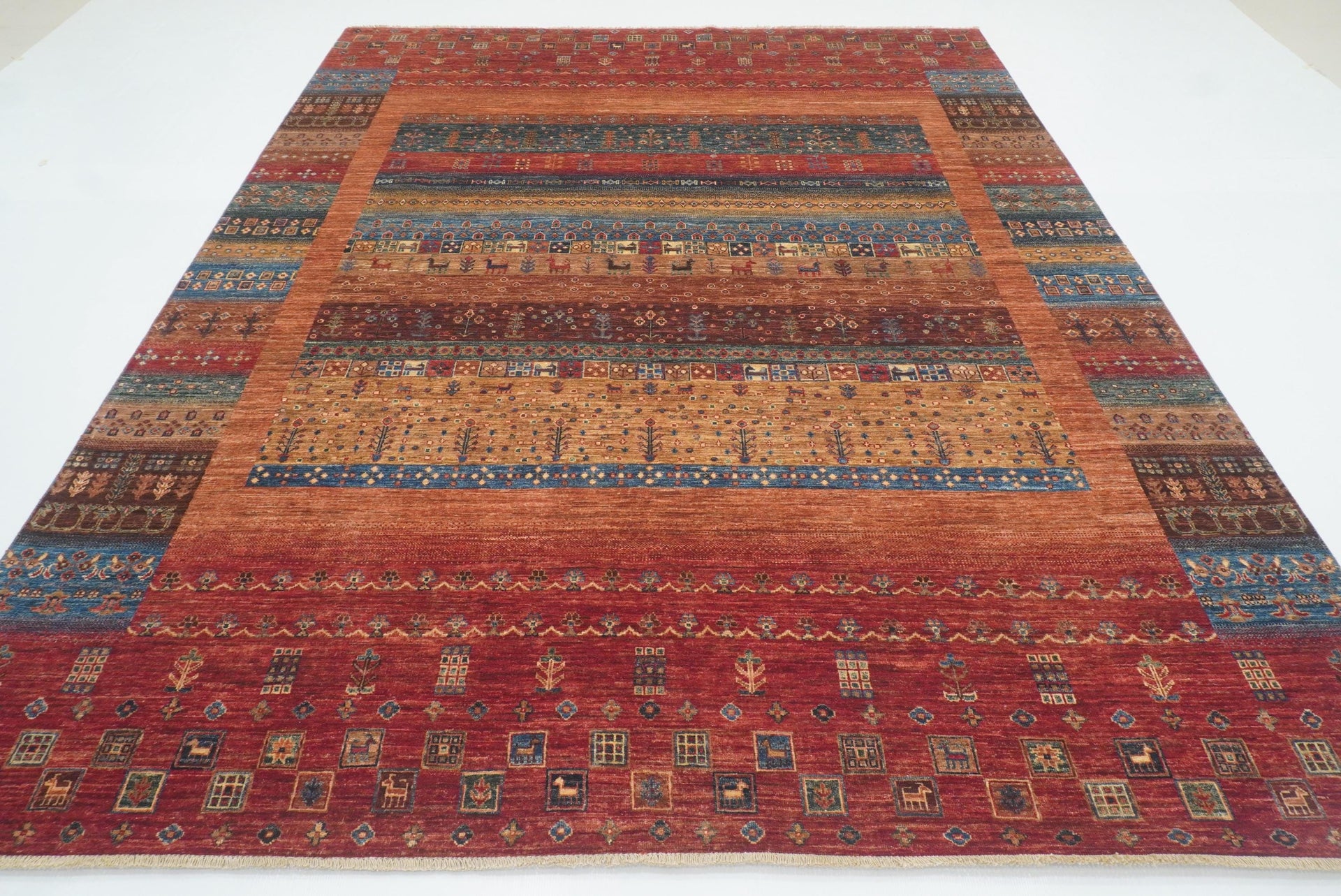 8x10 Afghan Gabbeh Red Hand-Knotted Tribal Rug - Yildiz Rugs