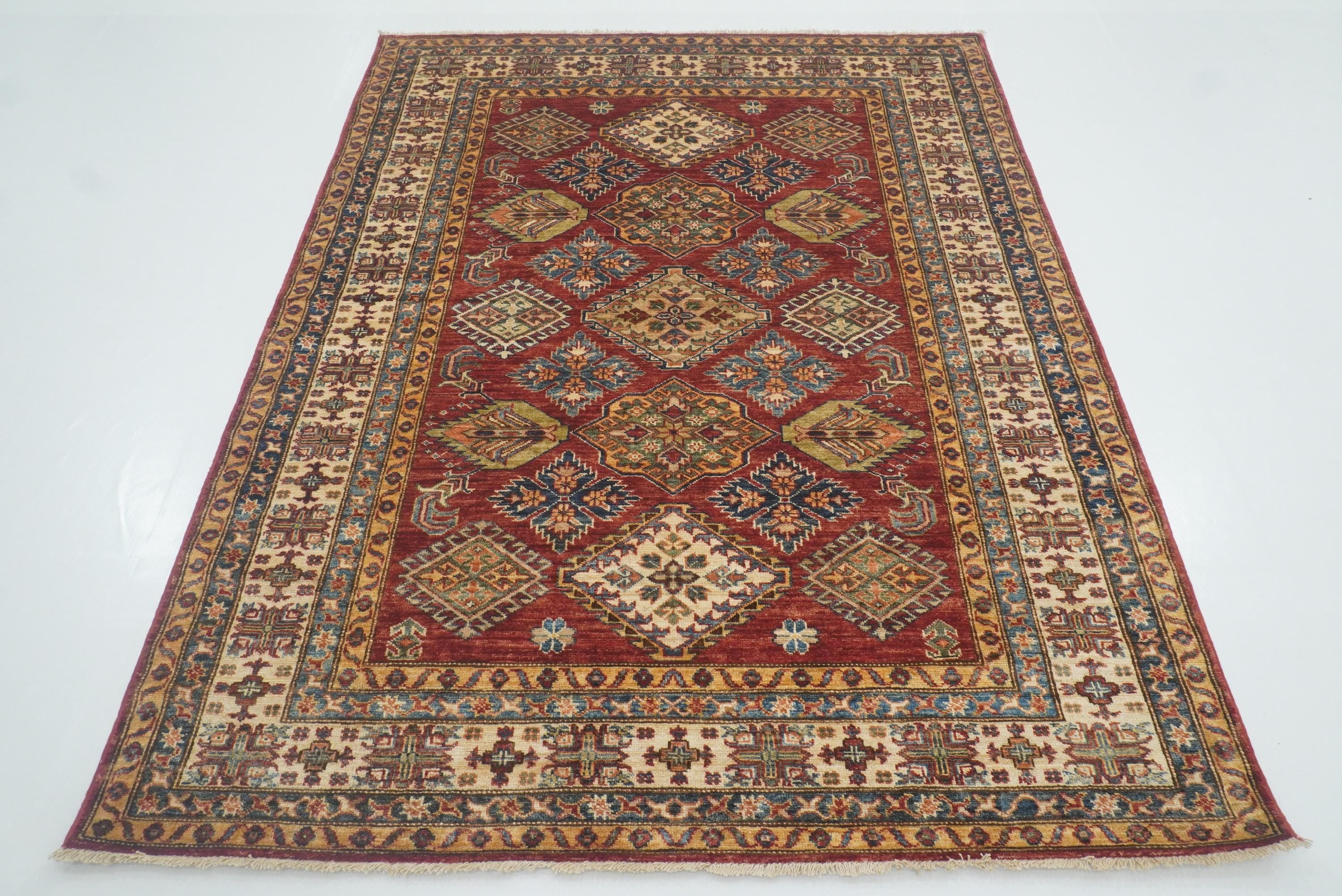 5x7 Red Kazak Hand Knotted Afghan Oriental Rug - Yildiz Rugs
