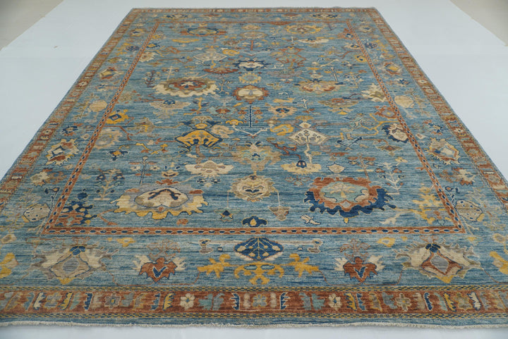9x12 Blue Oushak Hand-Knotted Turkish Rug - Yildiz Rugs